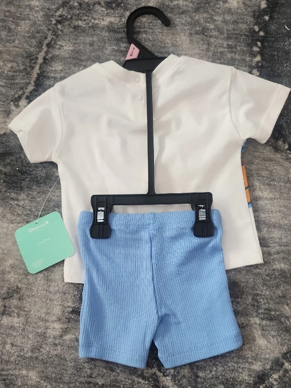 Disney White Tee & Light Blue Shorts Jessie and Bullseye - Size 0-3M